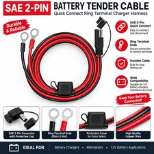 Sae 2pin Ring Terminal Battery Cord Tender Cable Harness Wire Plug Quick Connect Sae 2pin Ring Terminal Battery Cord Tender Cable Harness Wire Plug Quick Connect