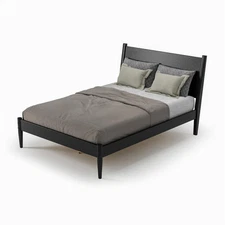 Camaflexi Mid Century Panel Bed Full Size Black