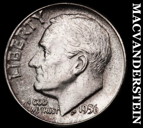 1956 Silver Roosevelt Dime - Choice Gem Brilliant Unc  Lustrous  #G7777