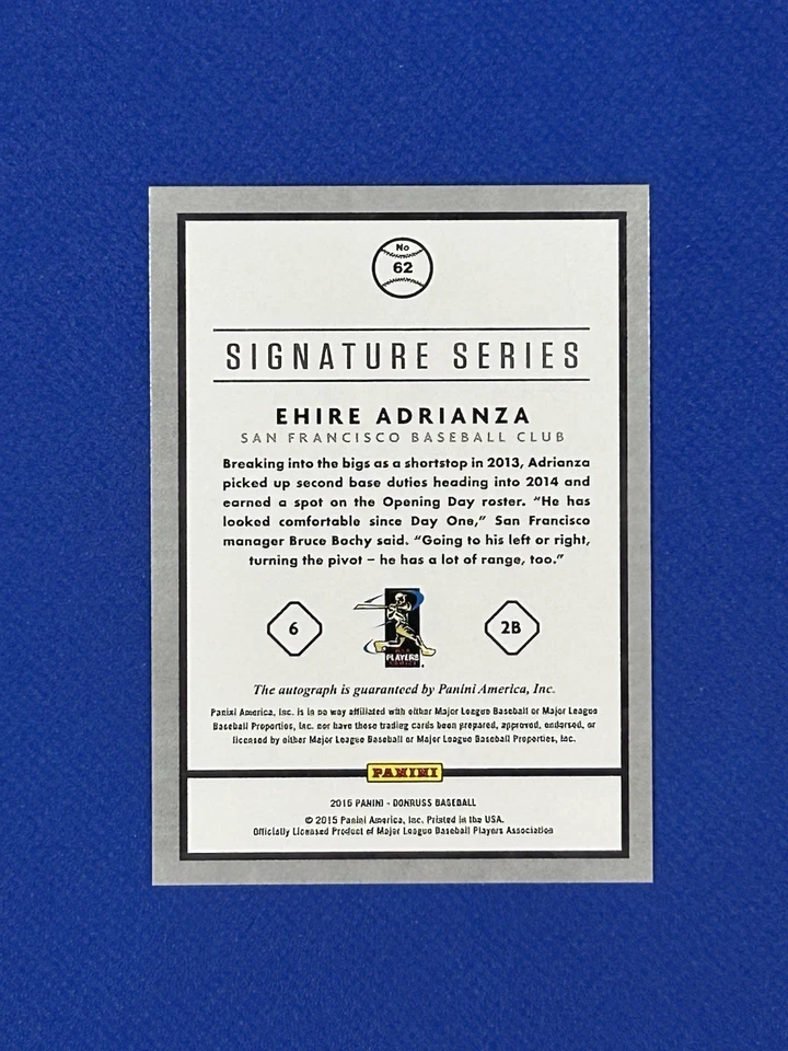 2015 Panini Donruss Signature Series Ehire Adrianza #62 Auto Autograph - Image 2 of 2