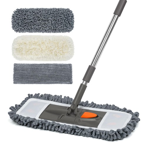 Microfiber Dust Mop with 3 Reusable Washable Pads - 58" Long Handle Wet&Dry M...