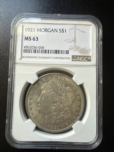 1921 Morgan Silver Dollar Philadelphia Mint NGC Graded MS63