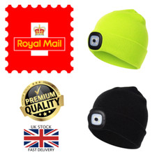 Unisex Thermal Winter LED Torch Hat Light Safety Hi Vis Knitted Beanie Torch