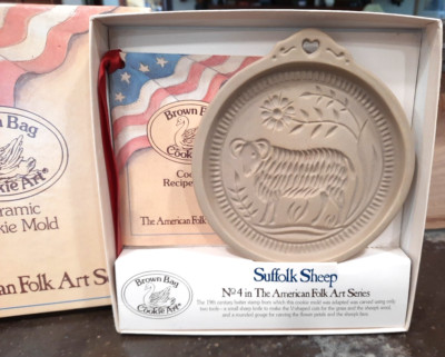 VTG 1991 Brown Bag Cookie Art NO4 Suffolk Sheep Original Recipe Book & OG Box