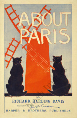 About Paris vintage bookcover poster repro 12x18