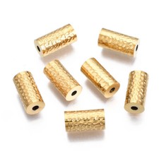 10pz Perline Distanziali Colonna Acciaio Inox Perline Sciolte Placcate Oro 12x6mm