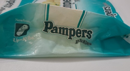 Pampers Phases Diapers Empty Bag Newborn Vintage 1992 Advertisement Movie Prop - Picture 10 of 21