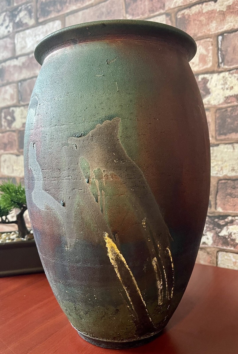 STUNNING FINE RAKU POTTERY VASE 1995 WITH ARTIST MARKS | eBay