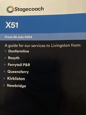 Stagecoach X51 bus timetable Dunfermline to Livingston July 2024