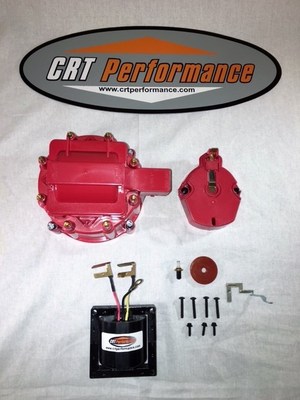 RED 8cyl HEI Distributor Cap, Coil Cover + Rotor Kit & 65,000 Volt Coil GM CHEVY