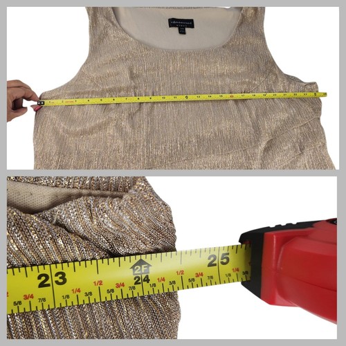 Gold Metallic Dress Womens 24W Silver Champagne Shimmery Ruffle Sleeveless - Picture 12 of 14