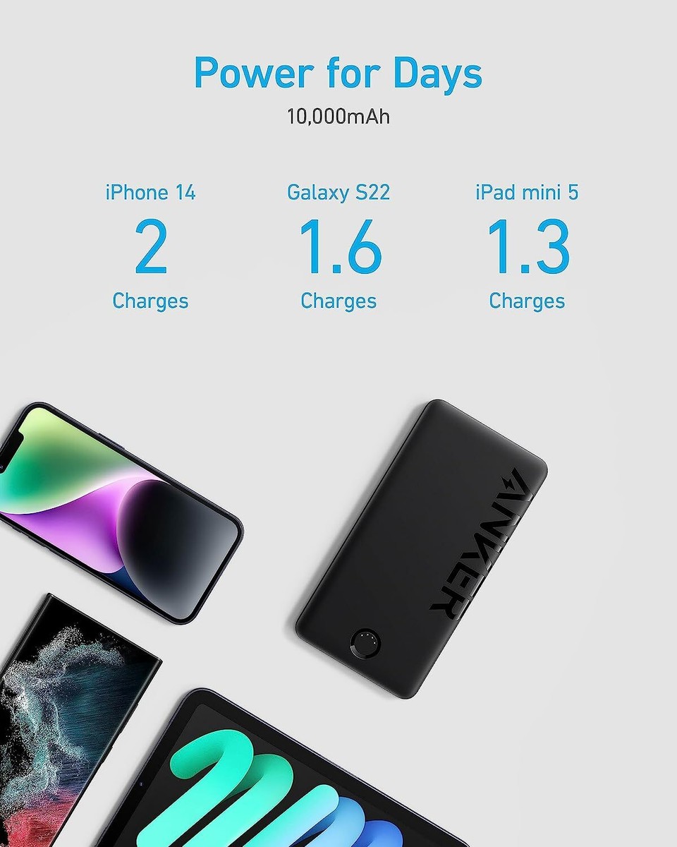 ANKER Power Bank 10000mAh USB-C × ２個セット Anker Power Bank (10000mAh, Fusion, Built-In USB-C ケーブル