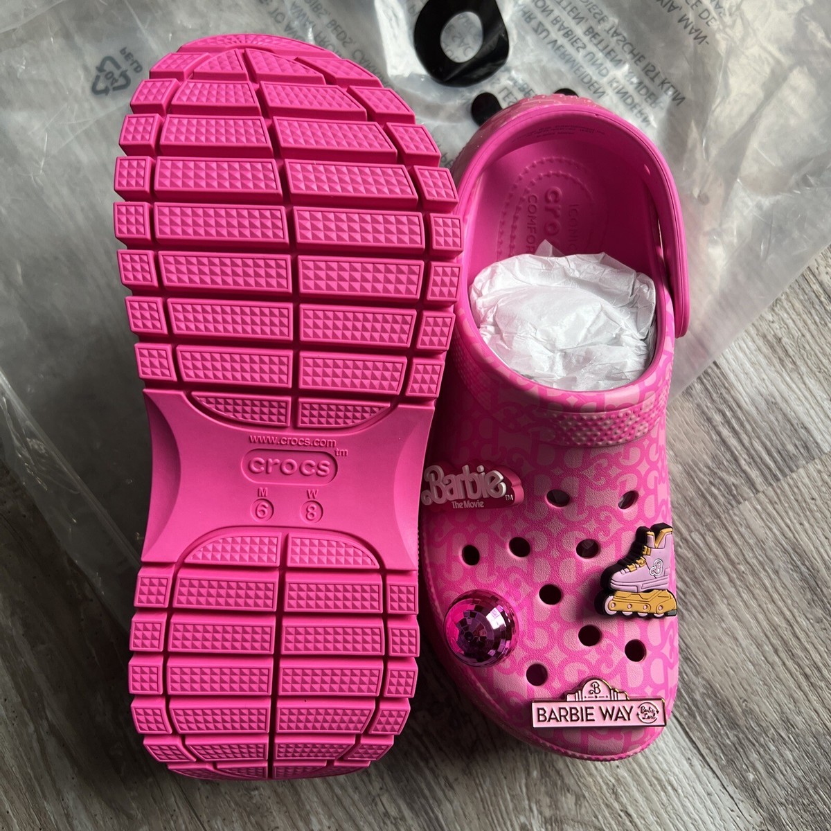 Crocs x Barbie The Movie Mega Crush Clog Size W8 M6 Pink