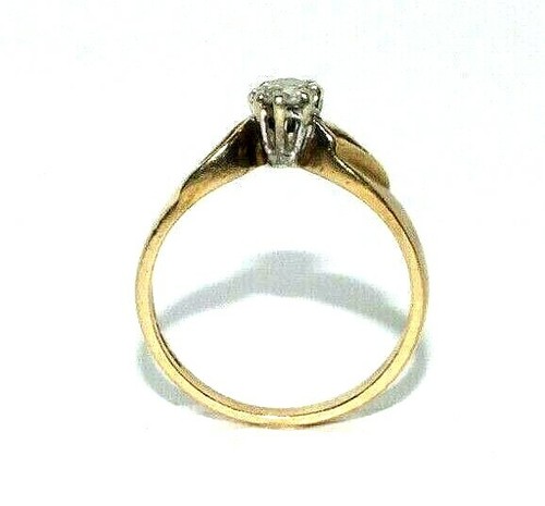 Donna/Donna 9ct Giallo Oro Twist Design Diamante Fidanzamento Anello,Misura UK L - 第 2/6 張圖片