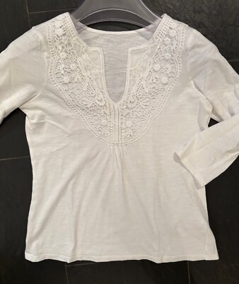 Montego Longsleeve mit Stickerei, Gr. S, off white