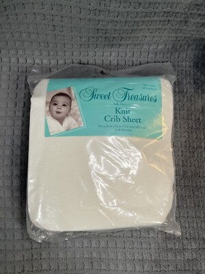 Sweet Treasures Knit Crib Sheet Fully Elastic 28in X 52in New Sealed NOS Vintage