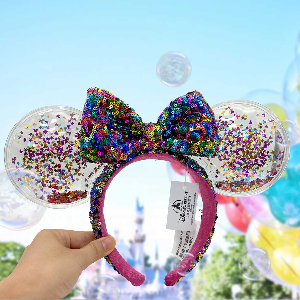 Colorful Mouse Ear Headbands set of 2 with Bows Disney parks Disney Ears Headband Big Bows Sequins Headset Mickey Minnie  main image 3