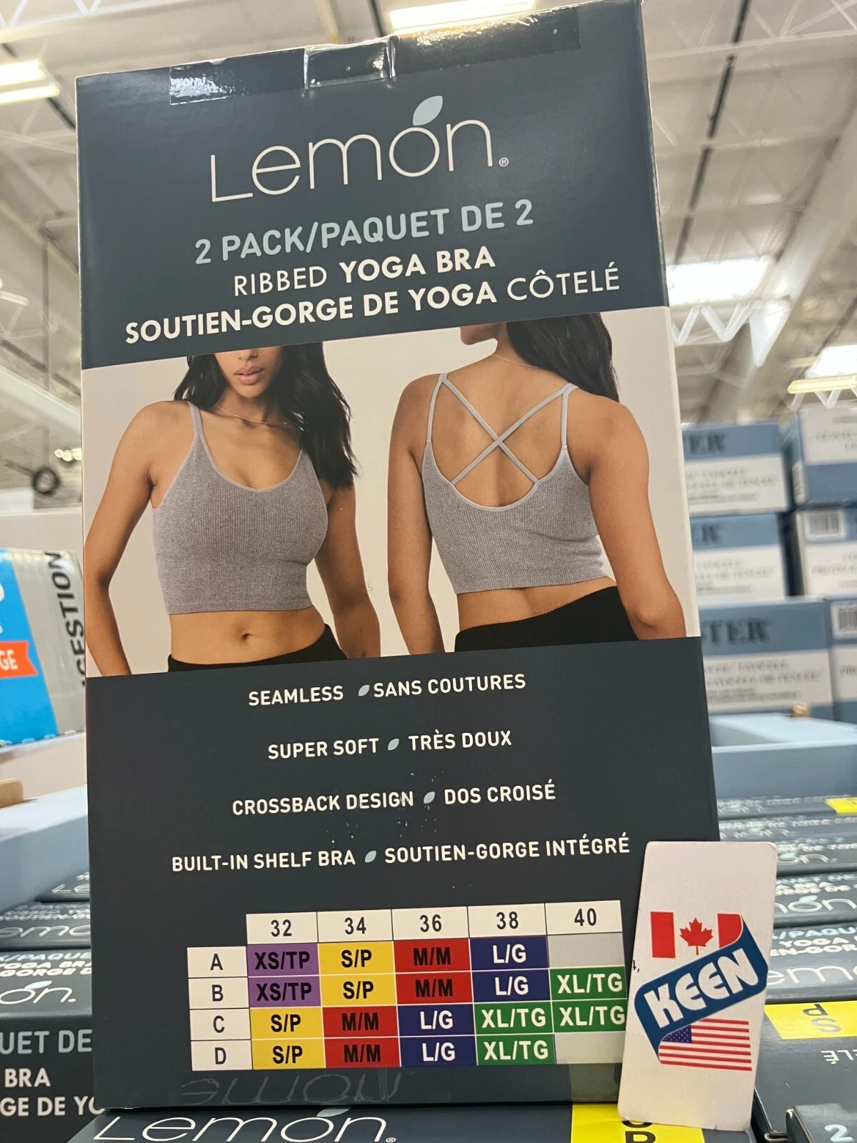 LEMON RIBBED YOGA BRA 2PK LADIES SIZE M | eBay