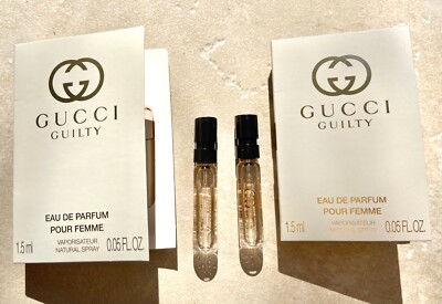 2X Gucci GUCCI GUILTY POUR FEMME Eau de Parfum .05oz/ 1.5ml CARDED SAMPLE