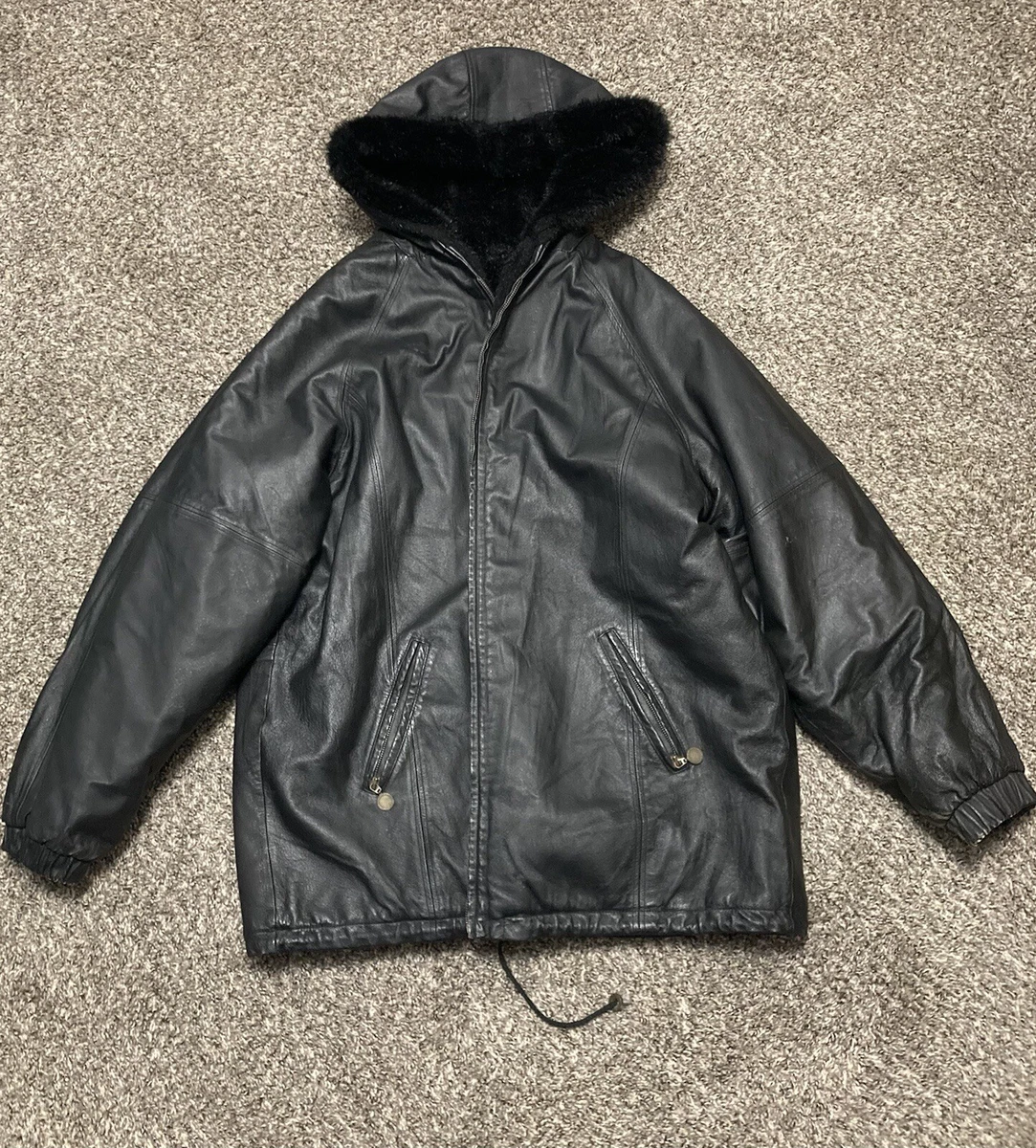 J. Elkins by Alamo Uomo Black Leather Fur Liner Jacket eBay
