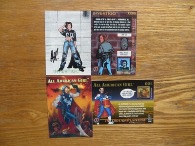 1993 CREATORS UNIVERSE ALL AMERICAN GIRL CARD 1 & INVERTIGO SIGNED ADAM HUGHES