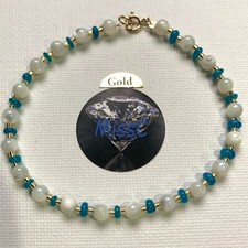 9CT GOLD FIRE OPAL, MOTHER OF PEARL BRACELET, ALL NATURAL, HANDMADE IN UK