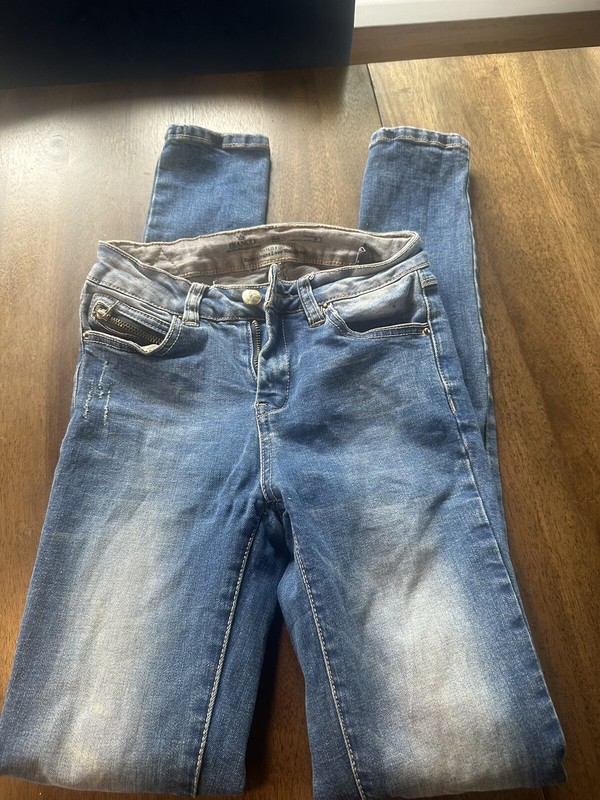 Bianco Jeans Women size 25 Mid Rise Skinny Blue Denim zip Pocket