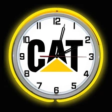 19" Caterpillar CAT Sign Double Neon Clock