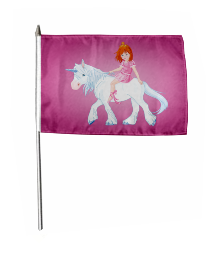 Stockflagge Kleine Prinzessin auf Pferd rosa Fahne Flagge 30 x 45 cm - Bild 1 von 1