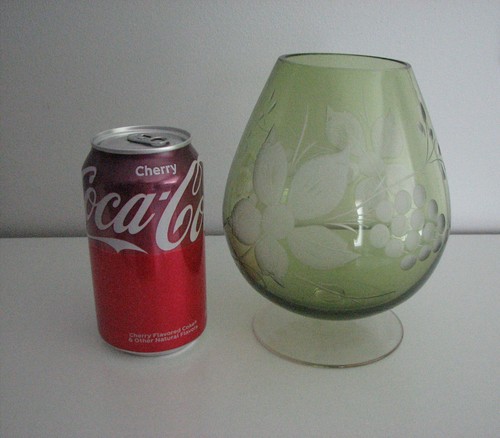 Large Cut to Clear Brandy Snifter Glass Cognac 6.5" light green Germany - Picture 2 of 2