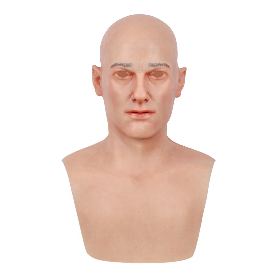 IMI Realistic Silicone Young Man Mask Crossdresser Face Headwear Halloween Props - Image 2 of 4