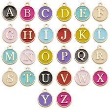 26pcs/set Letter Charms Enamel Alphabet Pendants A-Z 2 Sided Jewellery Making