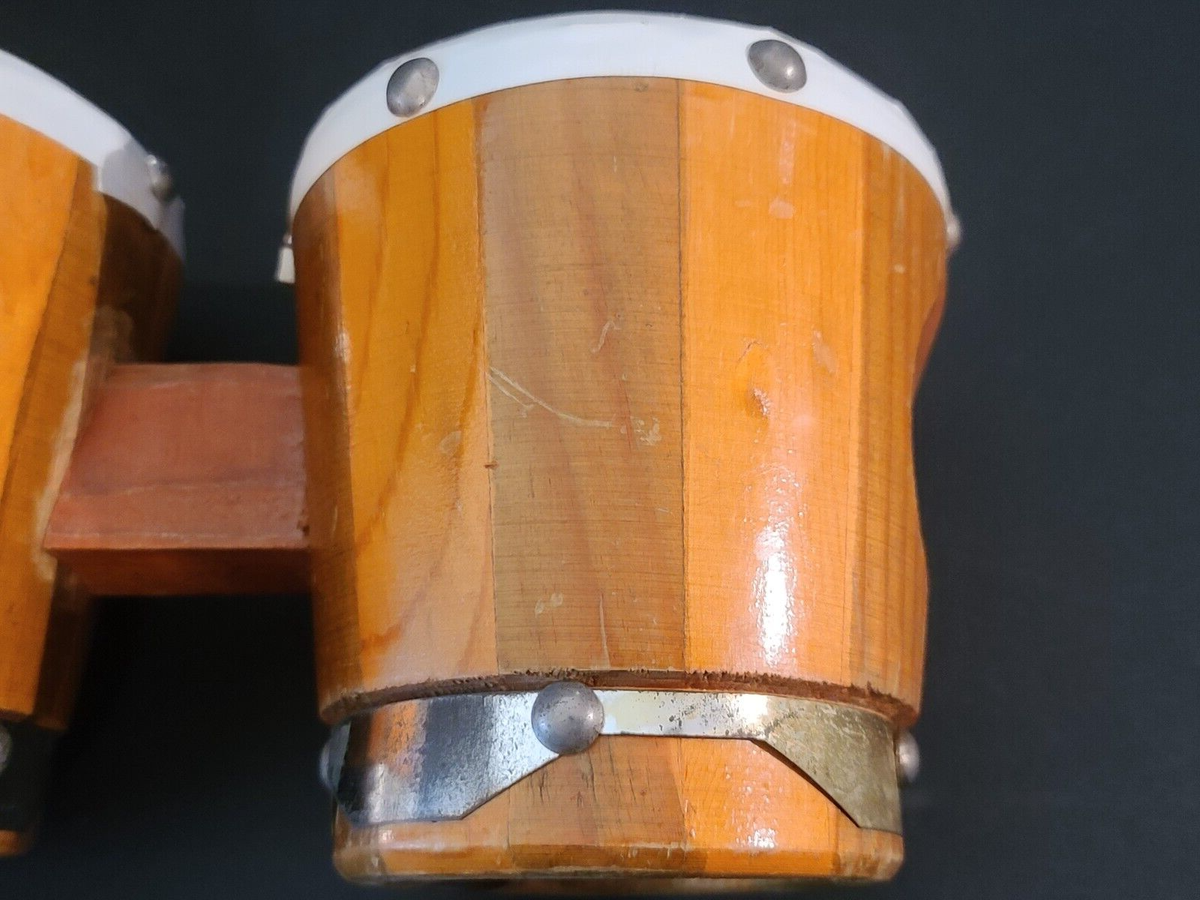 GOPE ボンゴ 木製 ダブルタイプ VTG Twin Double Connected Wooden Bongos Hand Drums Percussion