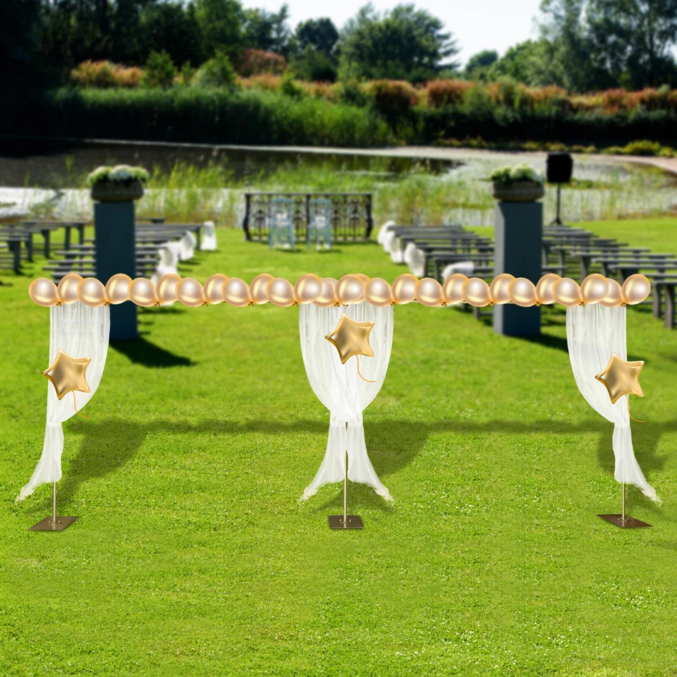 Modern Gold Steel Freestanding Rack Photography Backdrop Stand For Wedding Party - Image 3 of 4