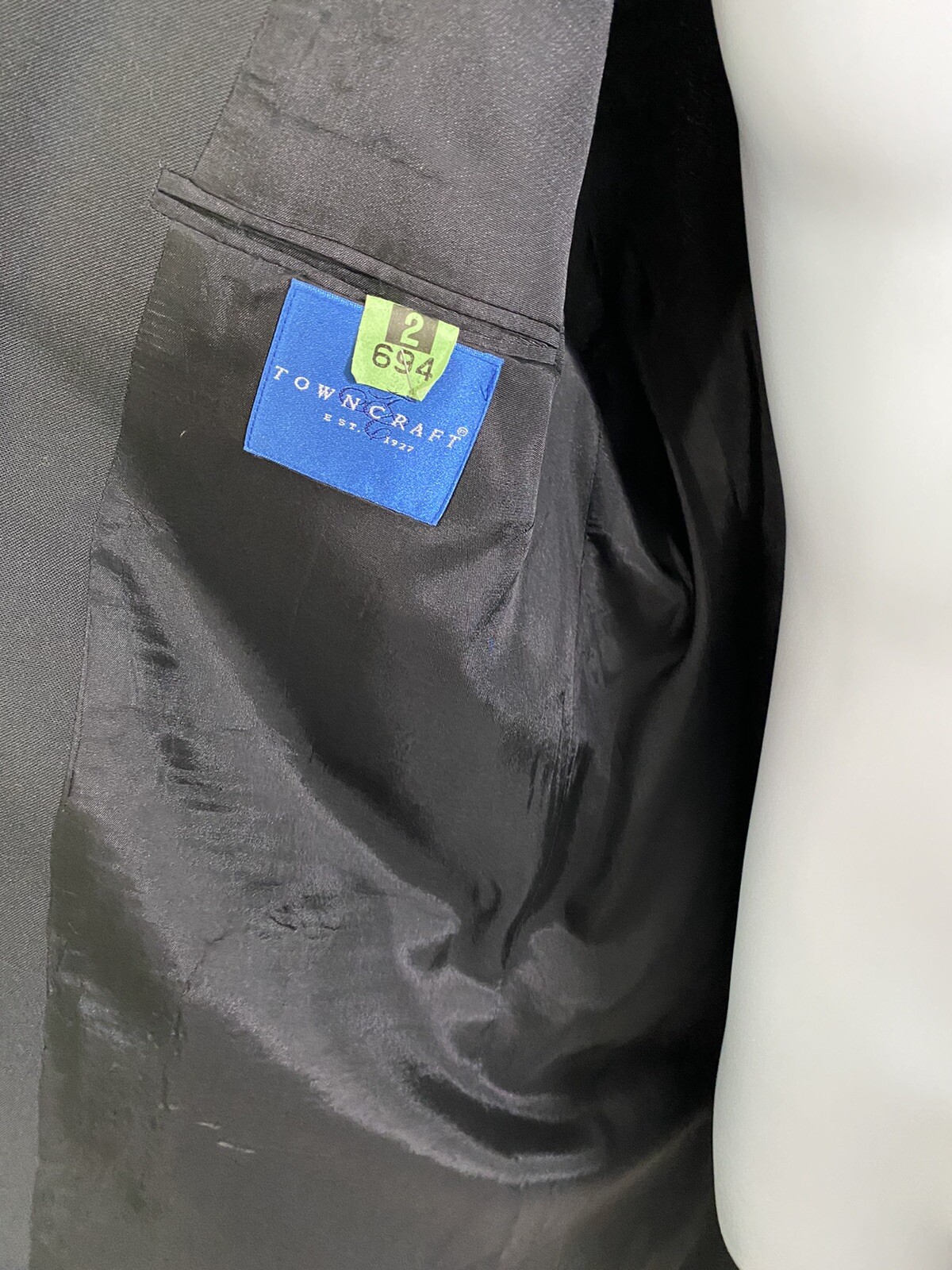 Towncraft Black Polyester Wool Two Button Blazer … - image 7