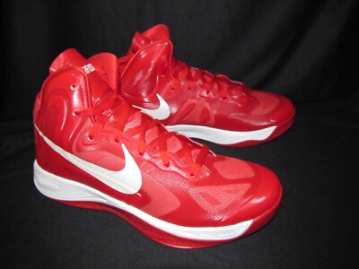 Nike Hyperfuse 526019-600 Red Mid Top Basketball Sneakers Shoes