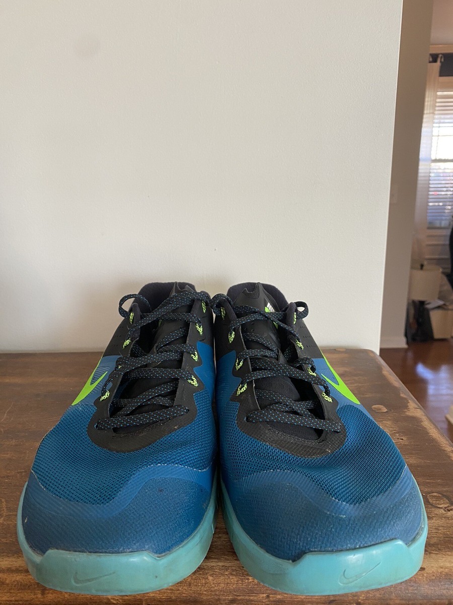 Men’s NIKE METCON 2 FLYWIRE RUNNING GYM CROSSFIT TRAINERS SHOES SZ 13 BLUE GREEN Men main image 2