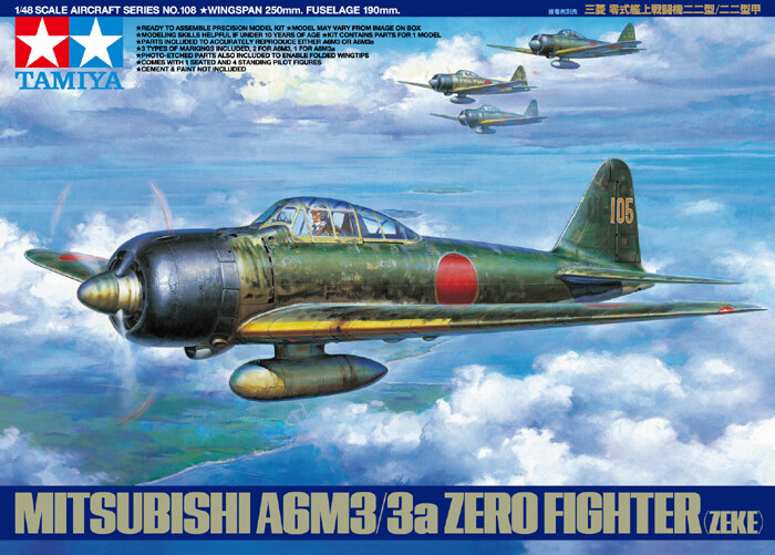 Tamiya 61108 1/48 Scale Mitsubishi A6M3/A6M3a Model 22 Zero