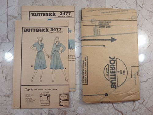 Butterick 3477 VTG 80s Blouse Top & Skirt Circular Very Loose 12 UNCUT Pattern - Picture 2 of 8