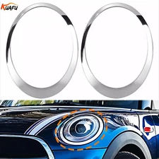 KUAFU For Mini Cooper R55 R56 07-15 Chrome Headlight Trim Ring Bezel Cover Pair