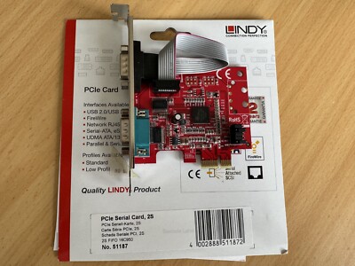 Lindy 51187 PCIe Seriell Karte, 2S RS-232 FIFO 16C950 NEU