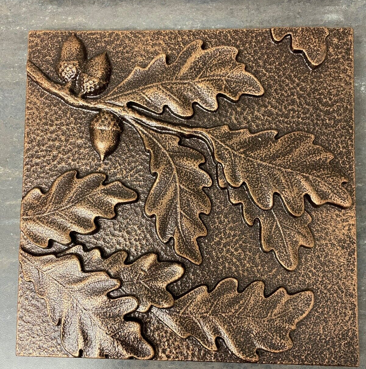 Antique Copper 3D Cast Aluminum Oak Leaf Wall Decor Tile