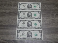UNCUT SHEET OF (4) - U.S. $2 DOLLAR BILLS GEM UNC MAKES A GREAT GIFT ITEM # 319.
