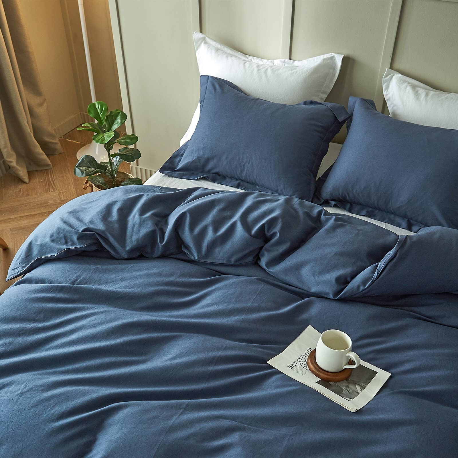 Simple&Opulence French Linen Duvet Cover Set 68" x 86"- 2 Pieces (1 Comforter...