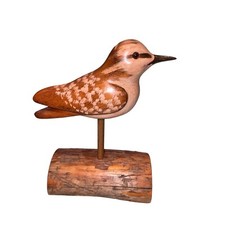 William Vrooman Bird Carving Vintage Brown Signed Hand Carved Wood 1994 90s