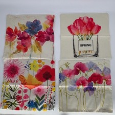 Set of 4 Floral Watercolor Print Pillow Covers Cases Spring Garden 17x17 New