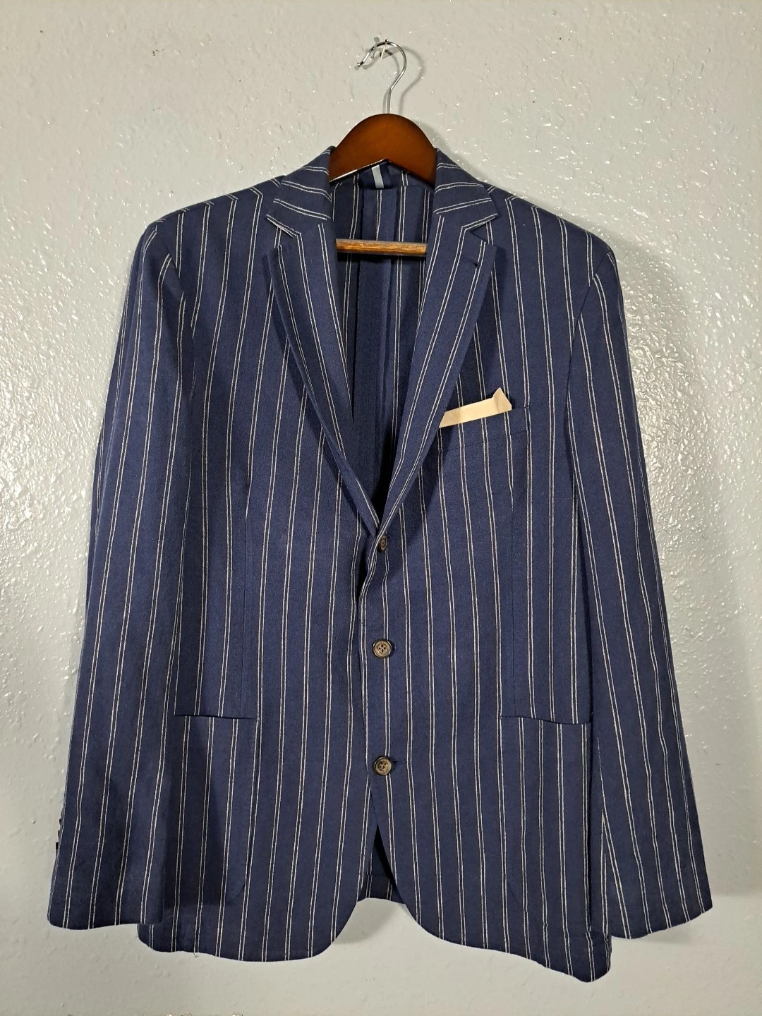 Cremieux Unstructured 3Botton Linen Blend Sport Coat Blazer Blue Stripe Men's L
Opens in a new windo