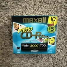 MAXELL 10 Pack Photo CD-R Pro Compact Disc 48x 2000 Digital Images 700MB SEALED