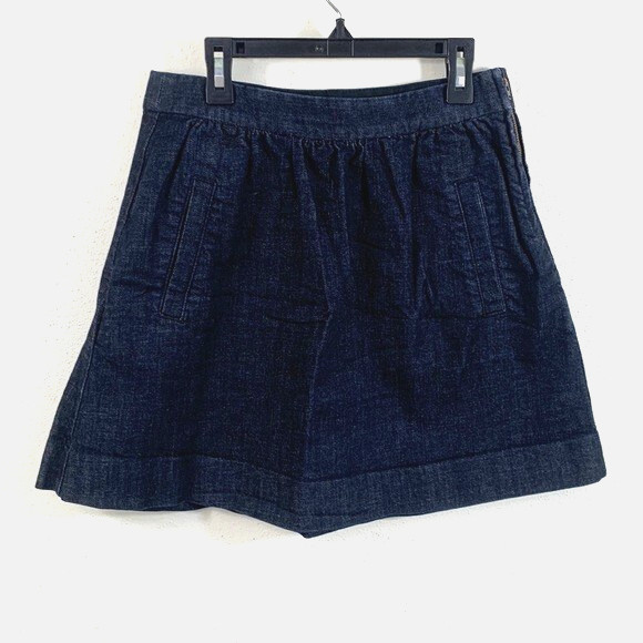 J. Crew Denim Jean Mini Skirt Womens Size 2 Dark Wash Front Pockets Unlined