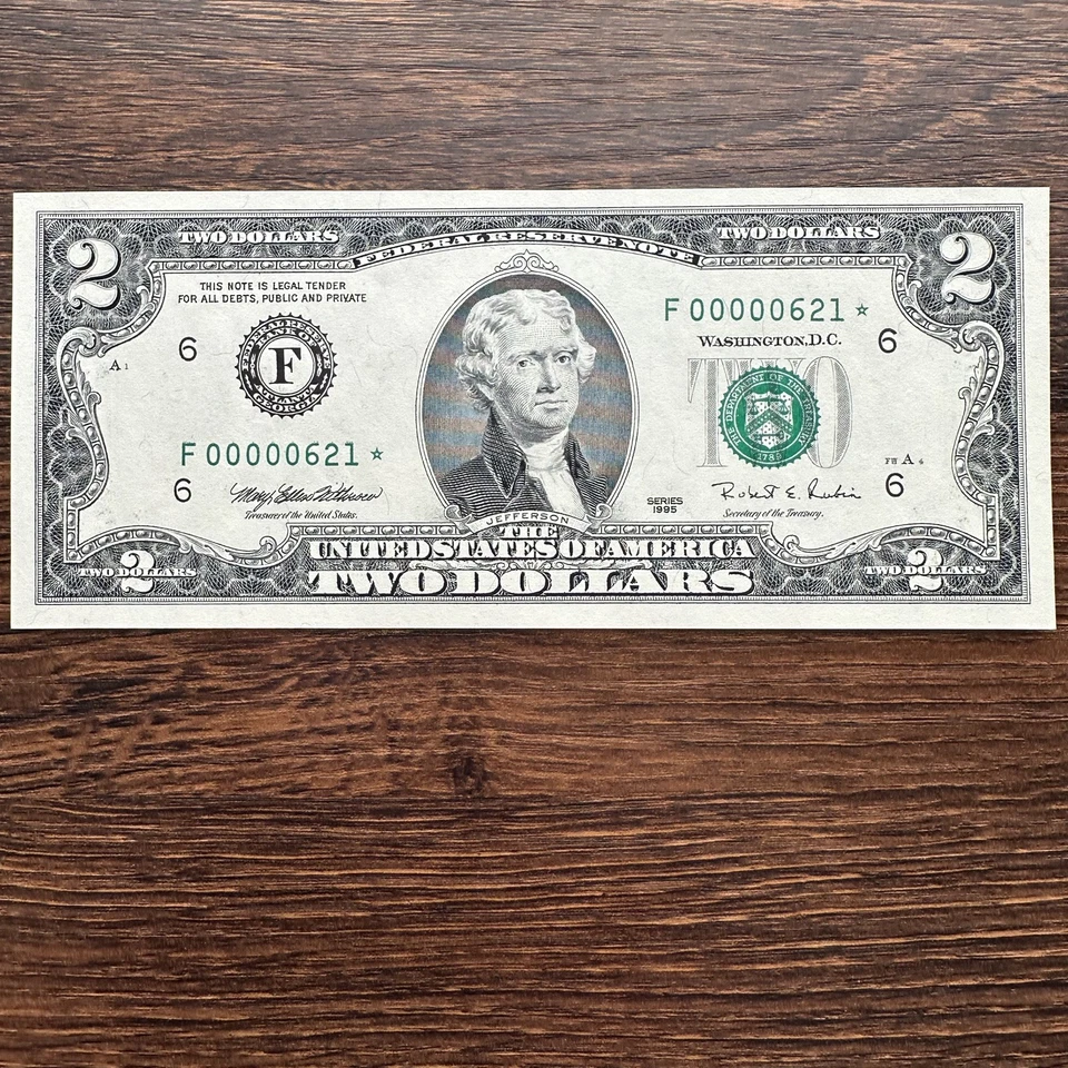 GEM Muy Bajo Elegante Número de Serie 1995 $2 Dos Dólares *STAR* Billete 3 Dígitos - 621* Foto 4 de 4